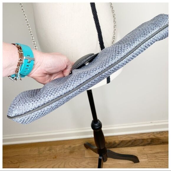 Taleen Framed Gray Metallic Clutch Dot Accent - Picture 9 of 10